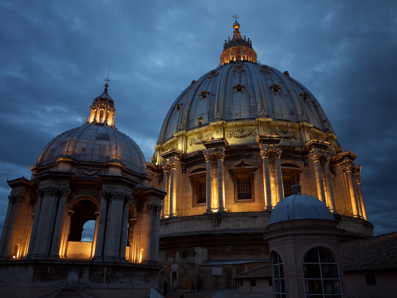 St. Peter&rsquo;s Basilica is the largest church in the world. The inside is absolutely vast. Very impressive.
You get to the dome via an increasingly narrow series of passageways and a spiral staircase you&rsquo;ll get dizzy from. And the view from the top is...