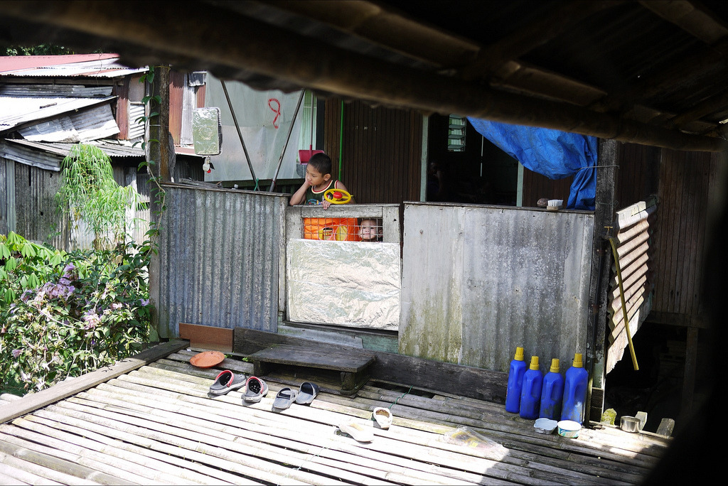 Kids at a longhouse in Kuching, Borneo.