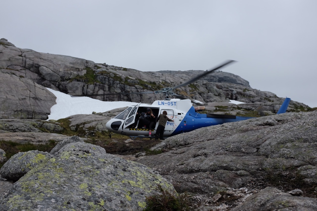 A base-jumper festival meant we could take a relatively cheap helicopter flight back down to Lysebotn. As I said: spectacular day.