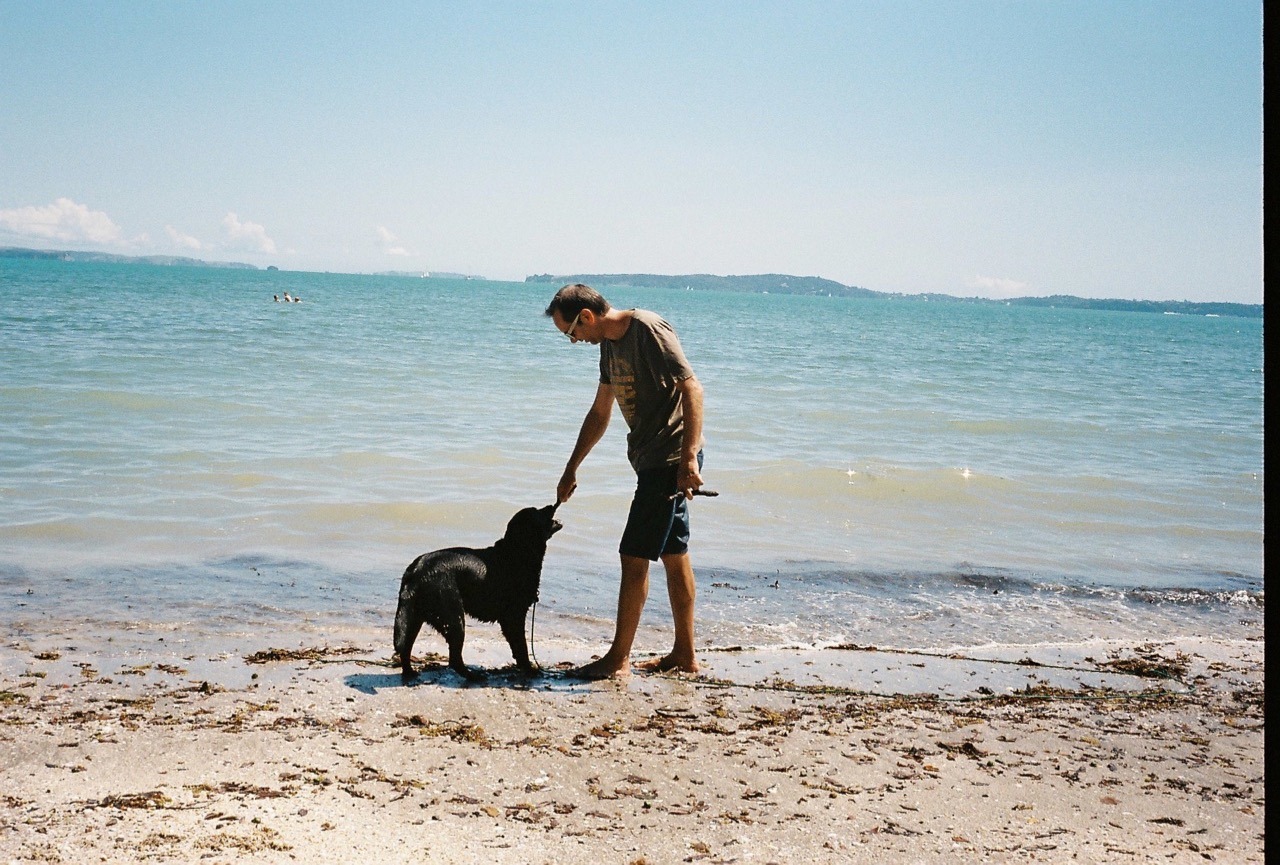 With Thomas and dog Smilla at the beach.
