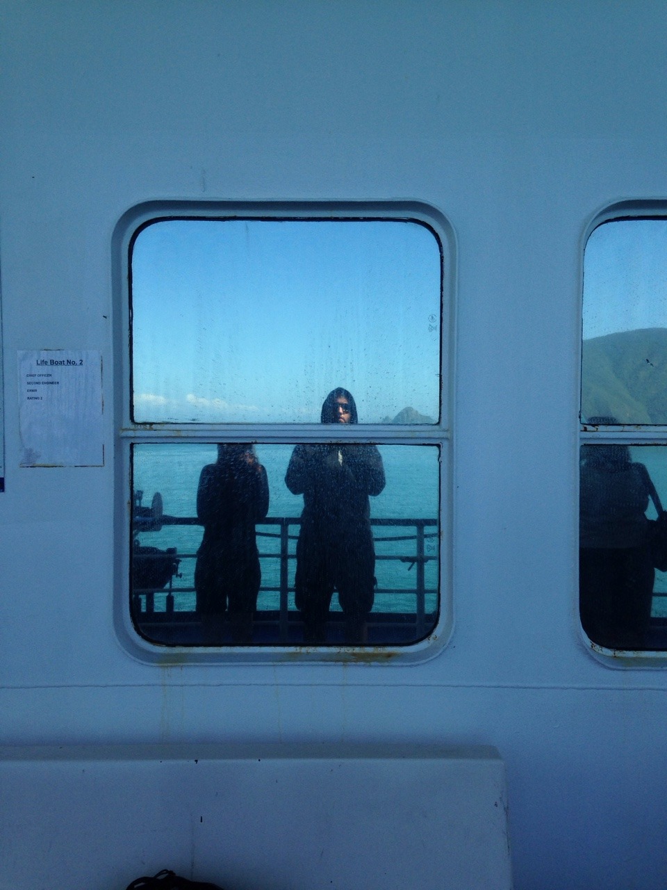On the Bluebridge ferry in the Marlborough Sounds. From Picton back to Wellington.