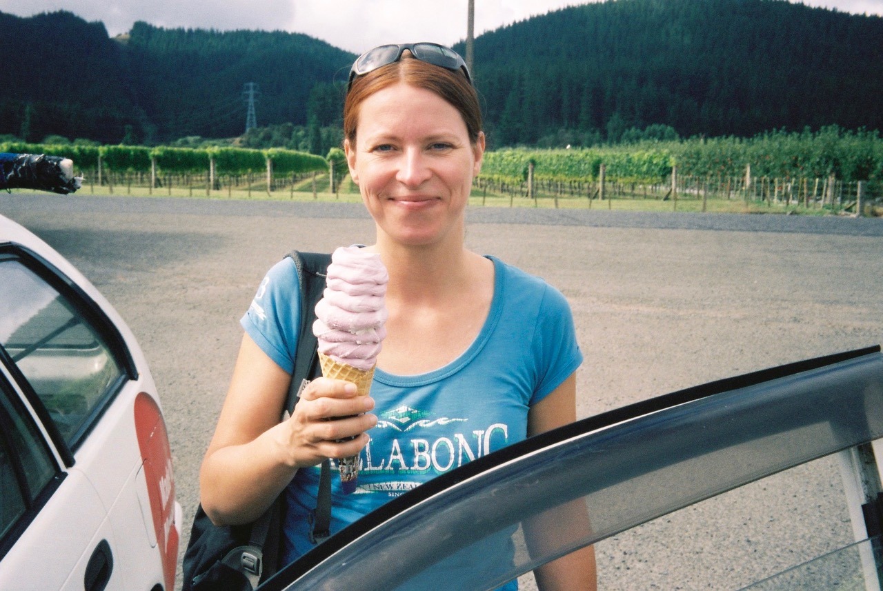 Got her first real fruit ice-cream (and me, too!). Happy times!