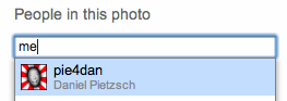 I like that you can type &lsquo;me&rsquo; in the text field when adding yourself to a photo on Flickr, using their new People in Photos feature.